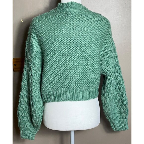 NWT Universal Thread Sweater Green Crop Bulky 3D Textured Oversized Womens S - Picture 5 of 8